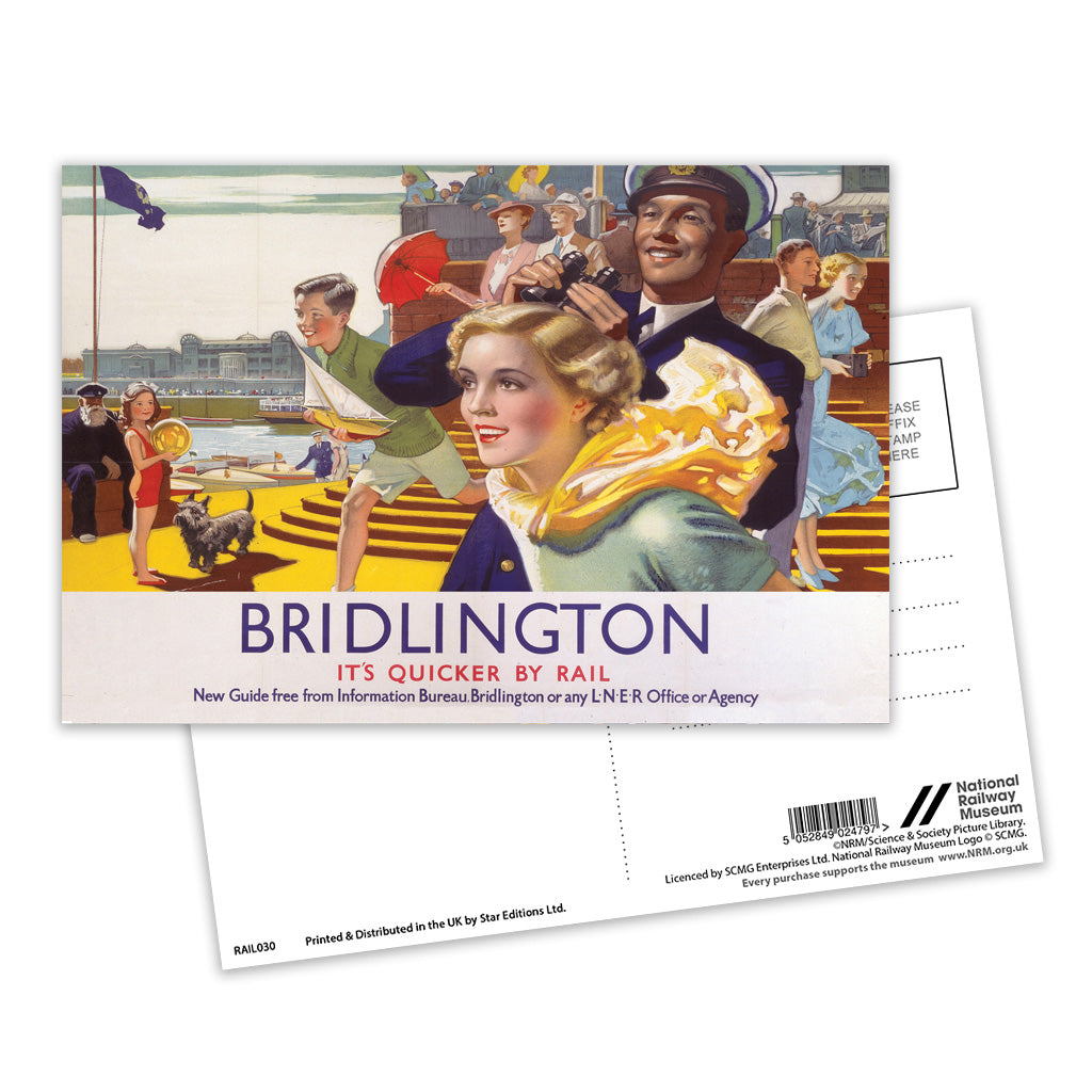 Bridlington, Quicker by Rail - seaside fun Postcard Pack of 8