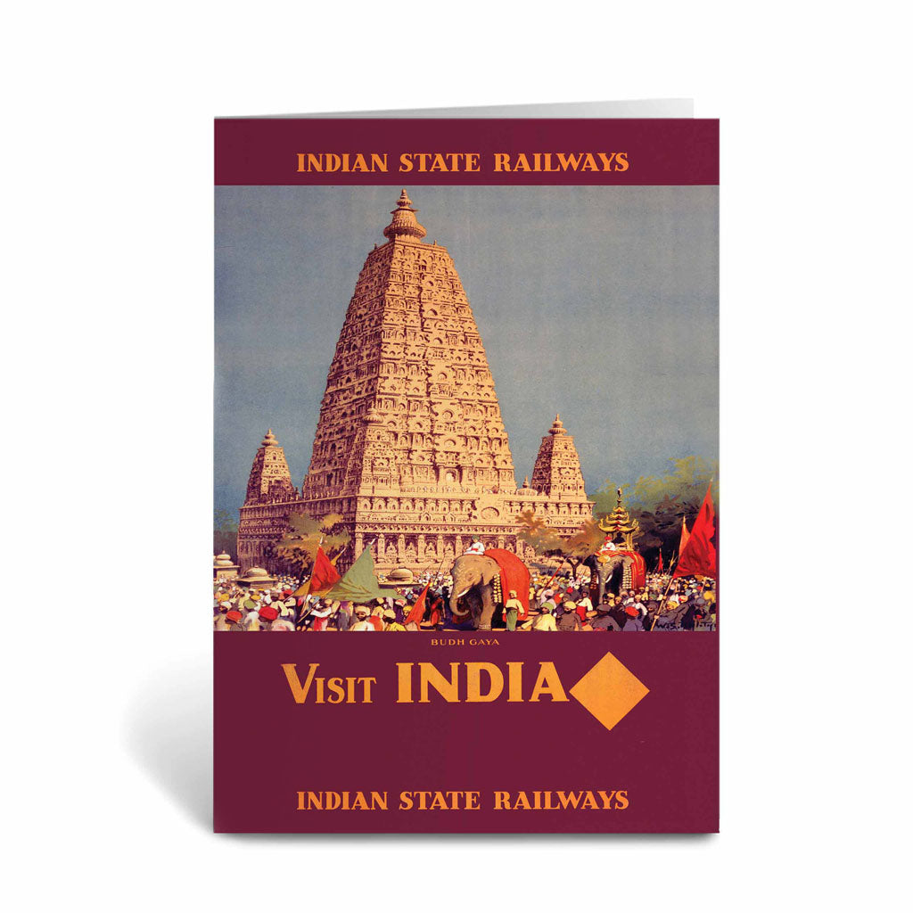 Visit India, Budh Gaya - Indian State Railways Greeting Card