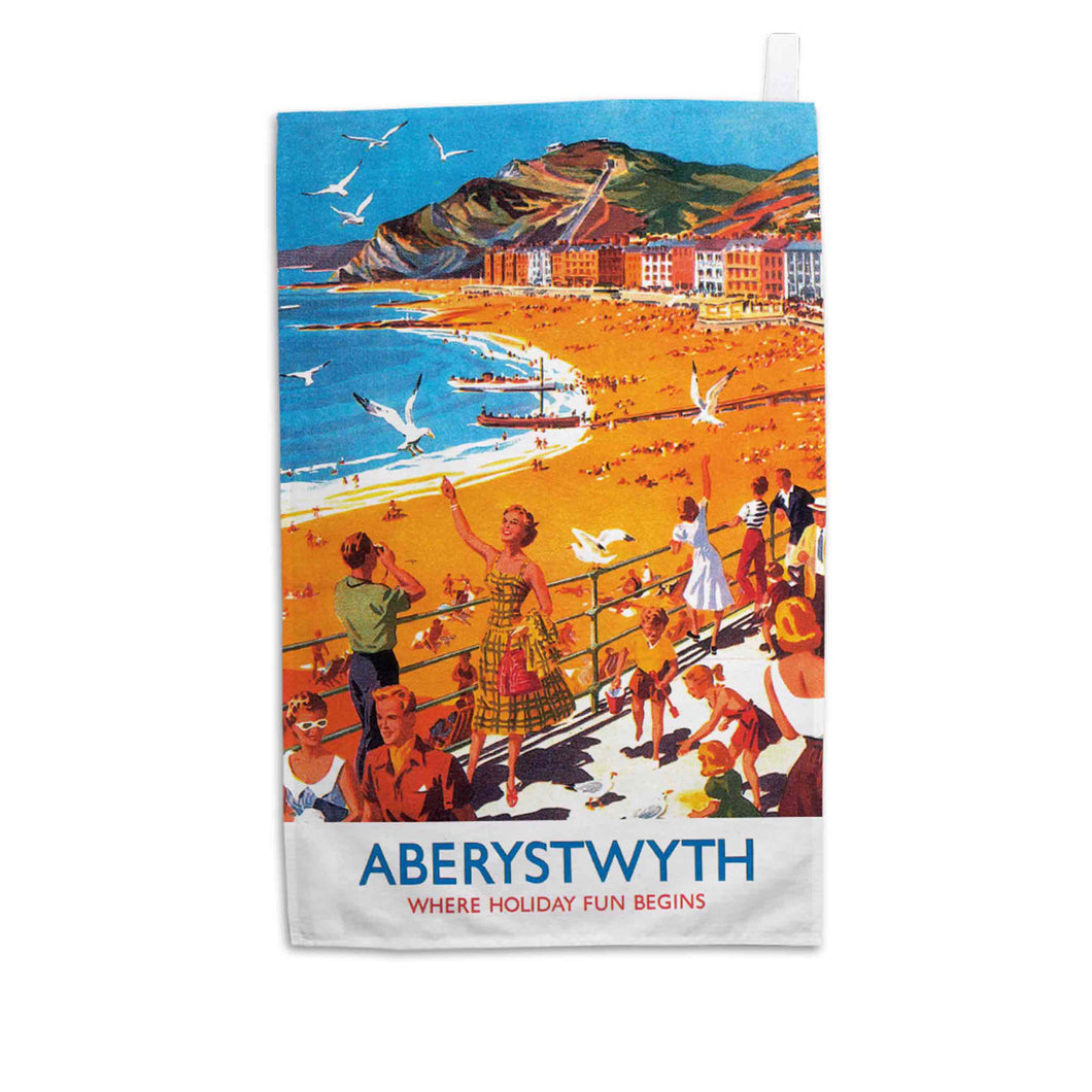 Aberystwyth - Where Holiday Fun Begins - Tea Towel