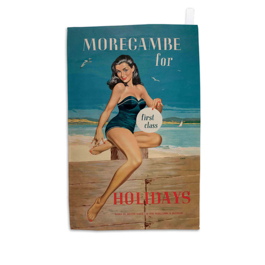 Morecambe for Holidays - 'First Class' - Tea Towel
