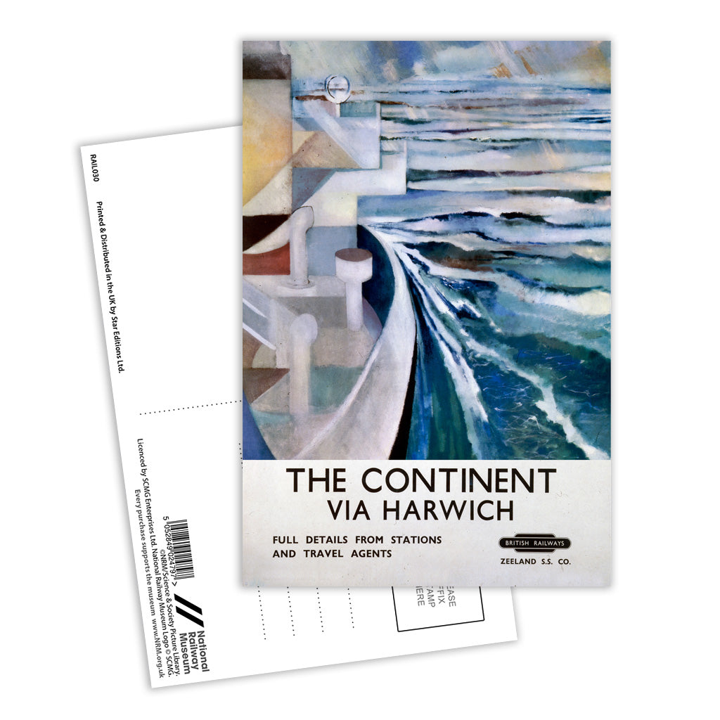 The Continent - Via Harwich British Railways Postcard Pack of 8