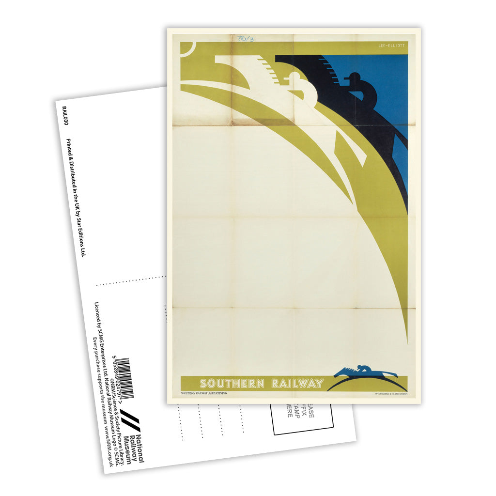 Southern Railway - Black and white racing horses Postcard Pack of 8