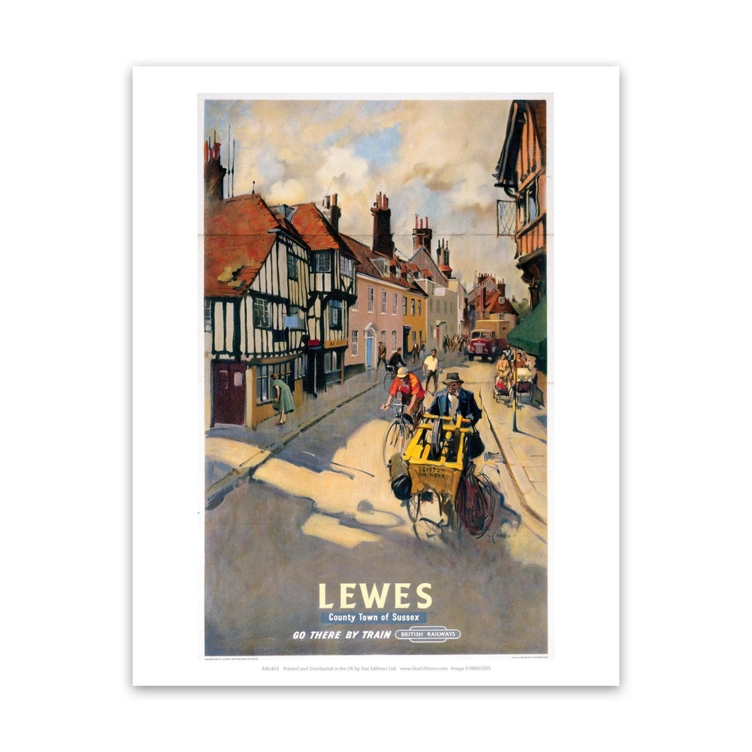 Lewes, County Town of Sussex - British Railways Art Print