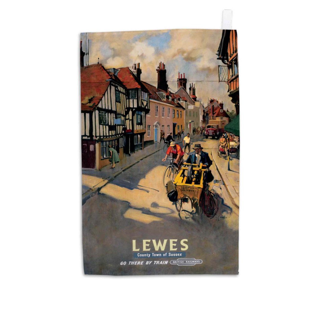 Lewes, County Town of Sussex - British Railways - Tea Towel