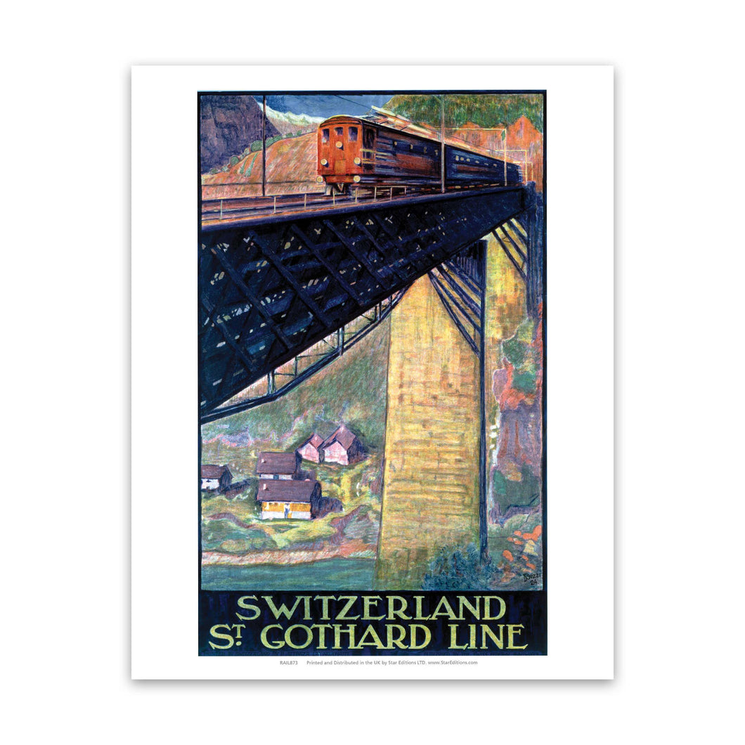 Switzerland St Gothard Line Art Print
