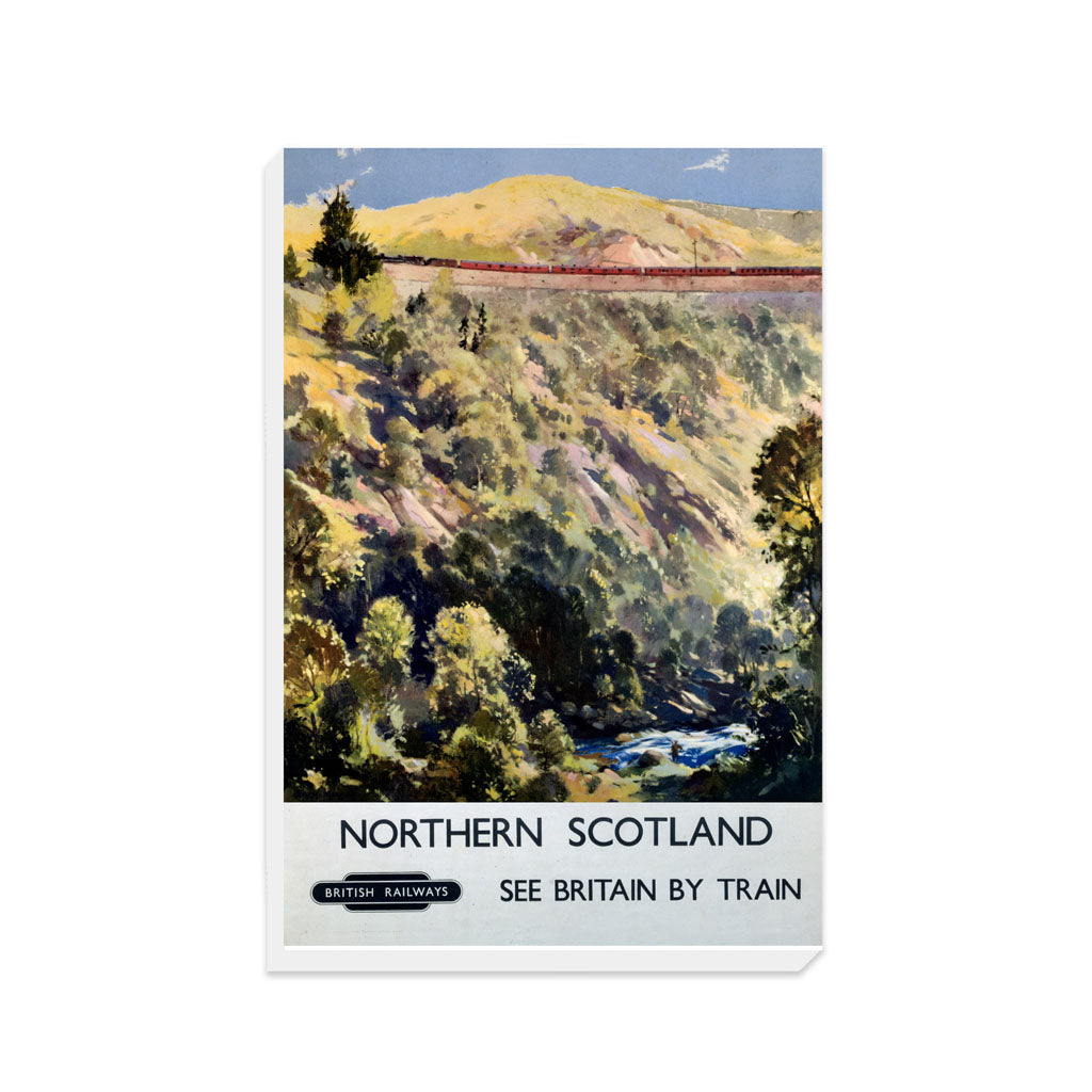 North Scotland - hillside Train - Canvas