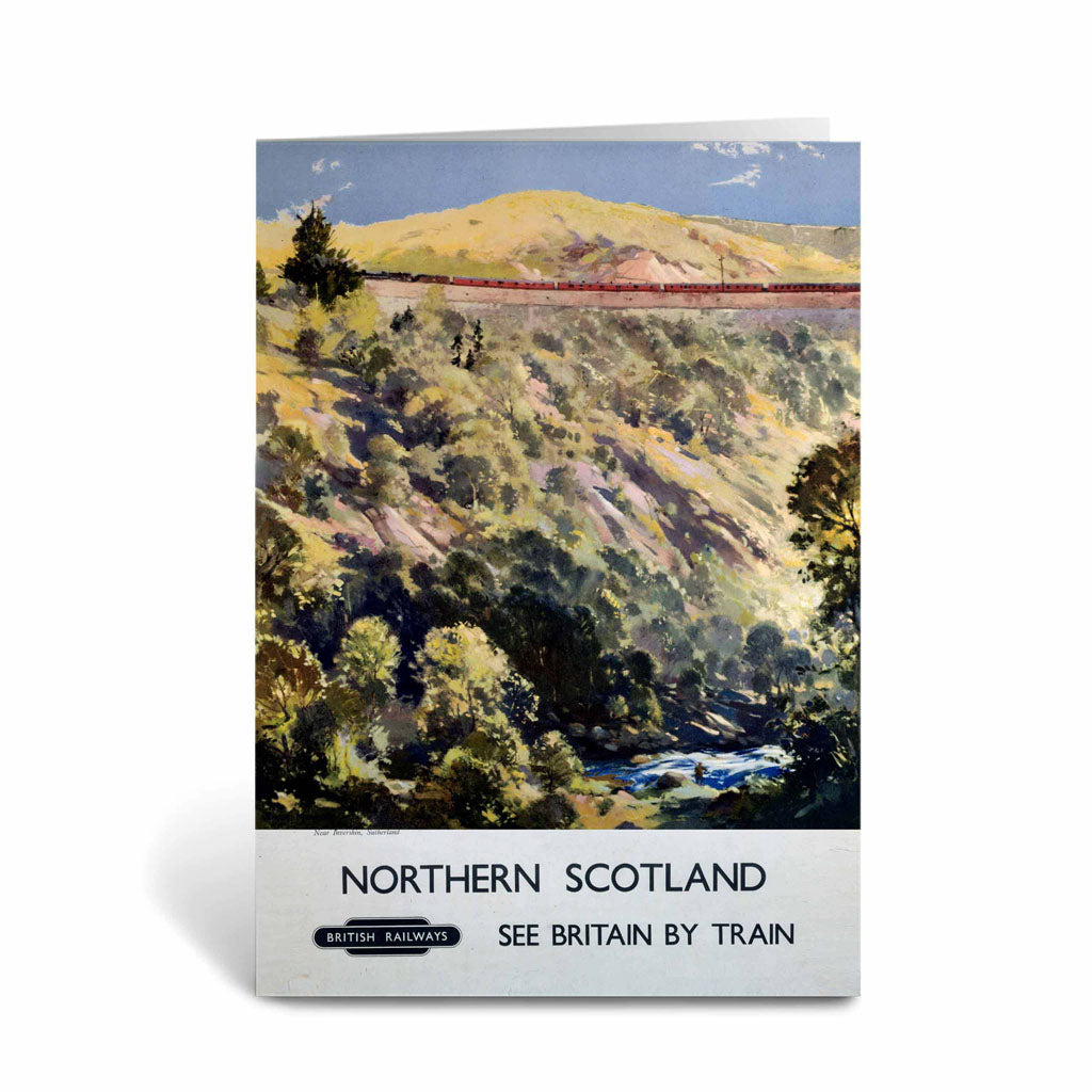 North Scotland - hillside Train Greeting Card