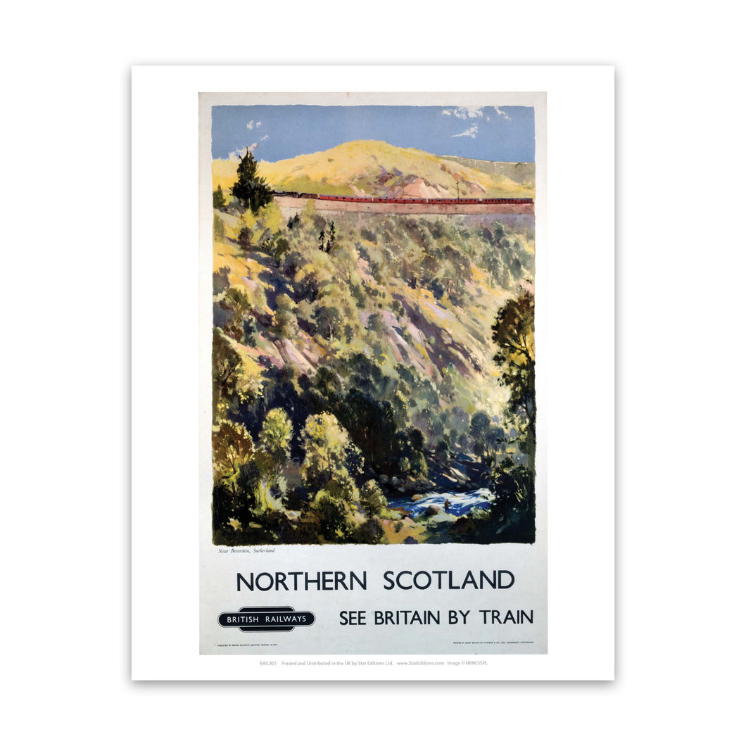 North Scotland - hillside Train Art Print