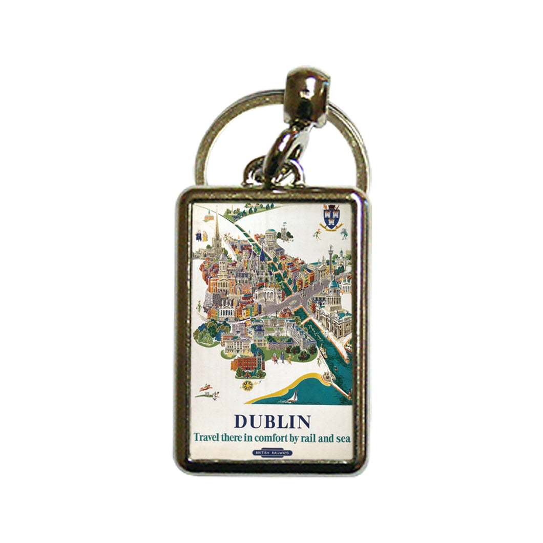 Dublin - In Comfort by rail and sea - Metal Keyring