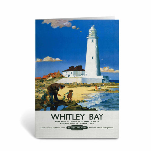 Whitley Bay - Family near White Lighthouse Greeting Card
