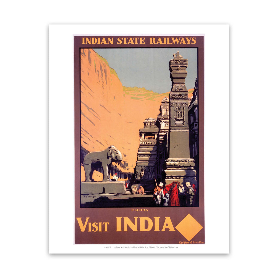 Ellora - Visit India Indian State Railways Art Print