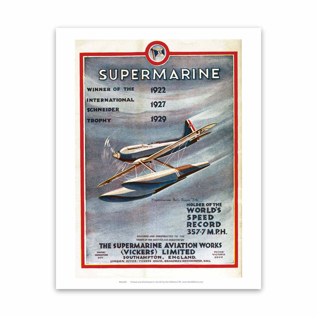 Supermarine - Winner of the International Schneider Trophy Art Print