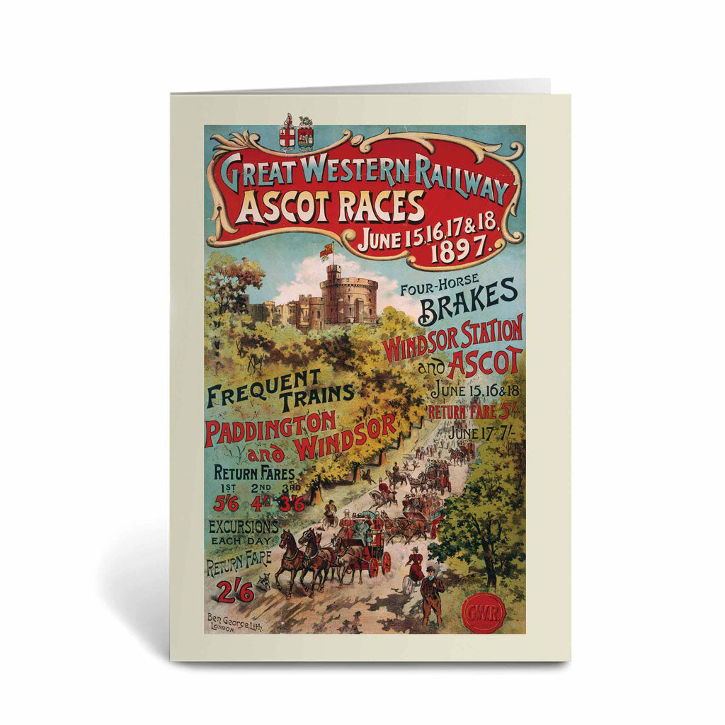 Ascot Races - 15, 16, 17 and 18 June 1897 Greeting Card – Railway Posters