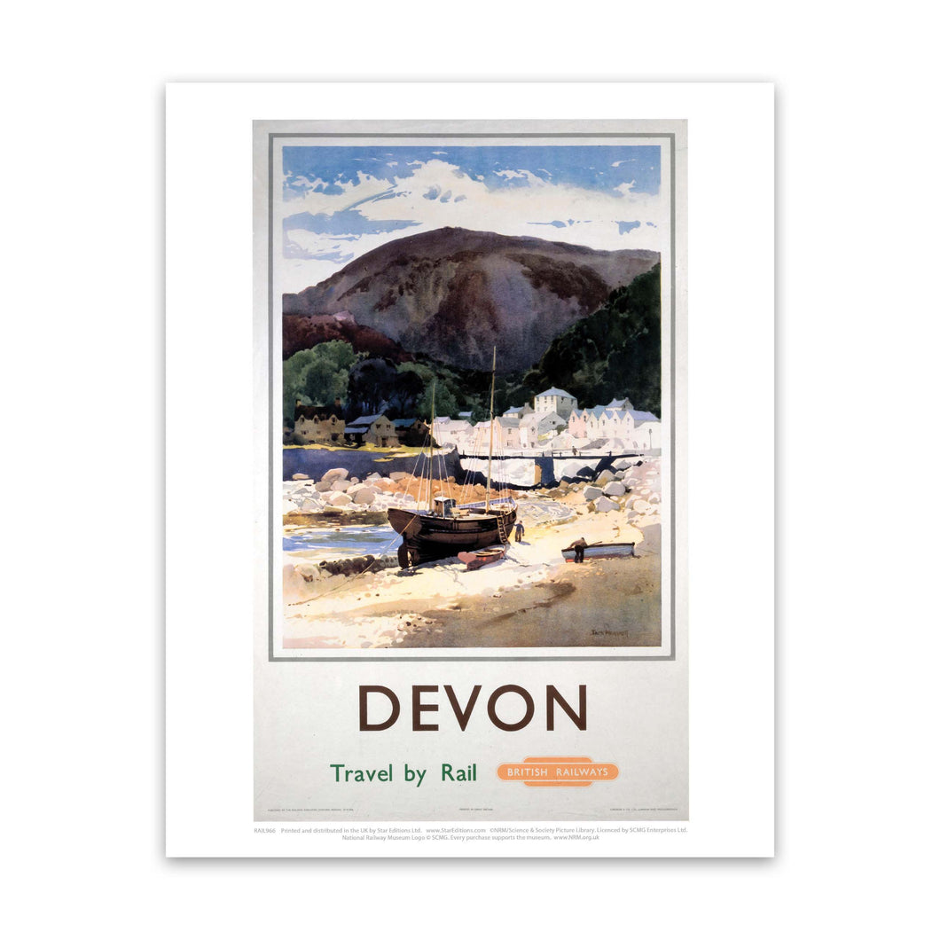 Devon - Boat on the beach Art Print