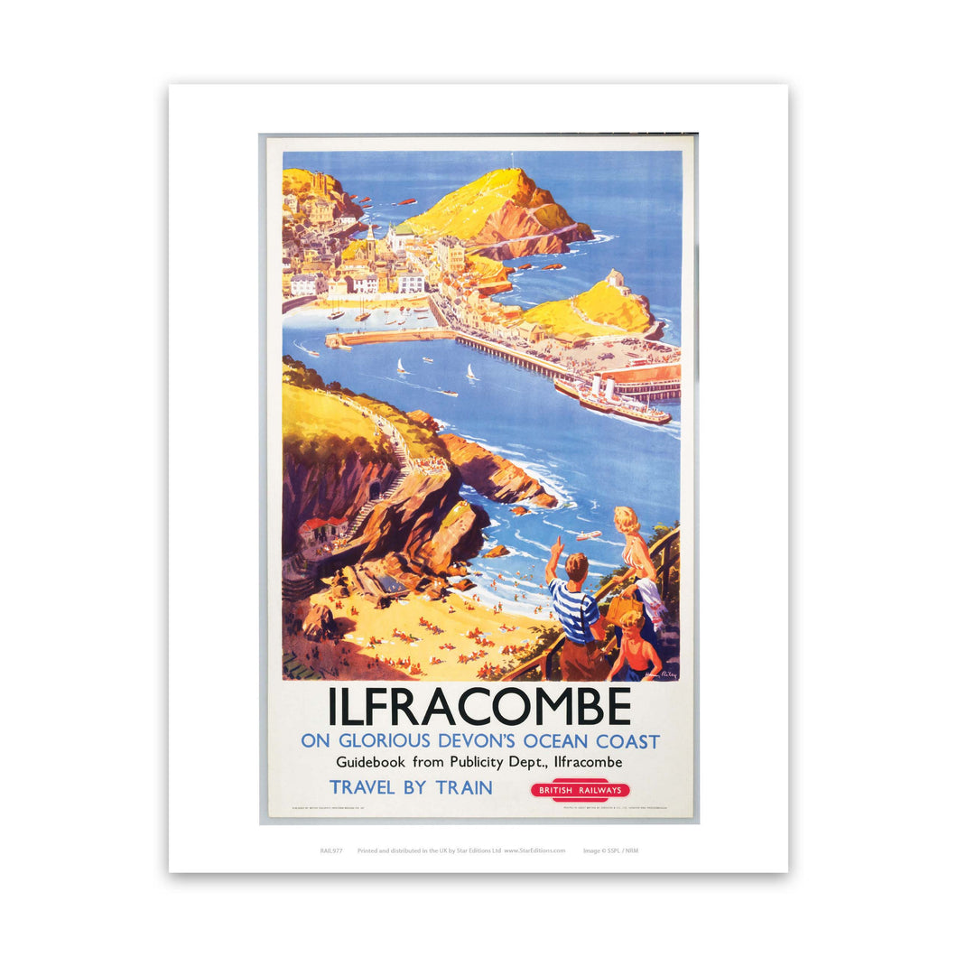 Ilfracombe - Clifftop View of the beach Art Print