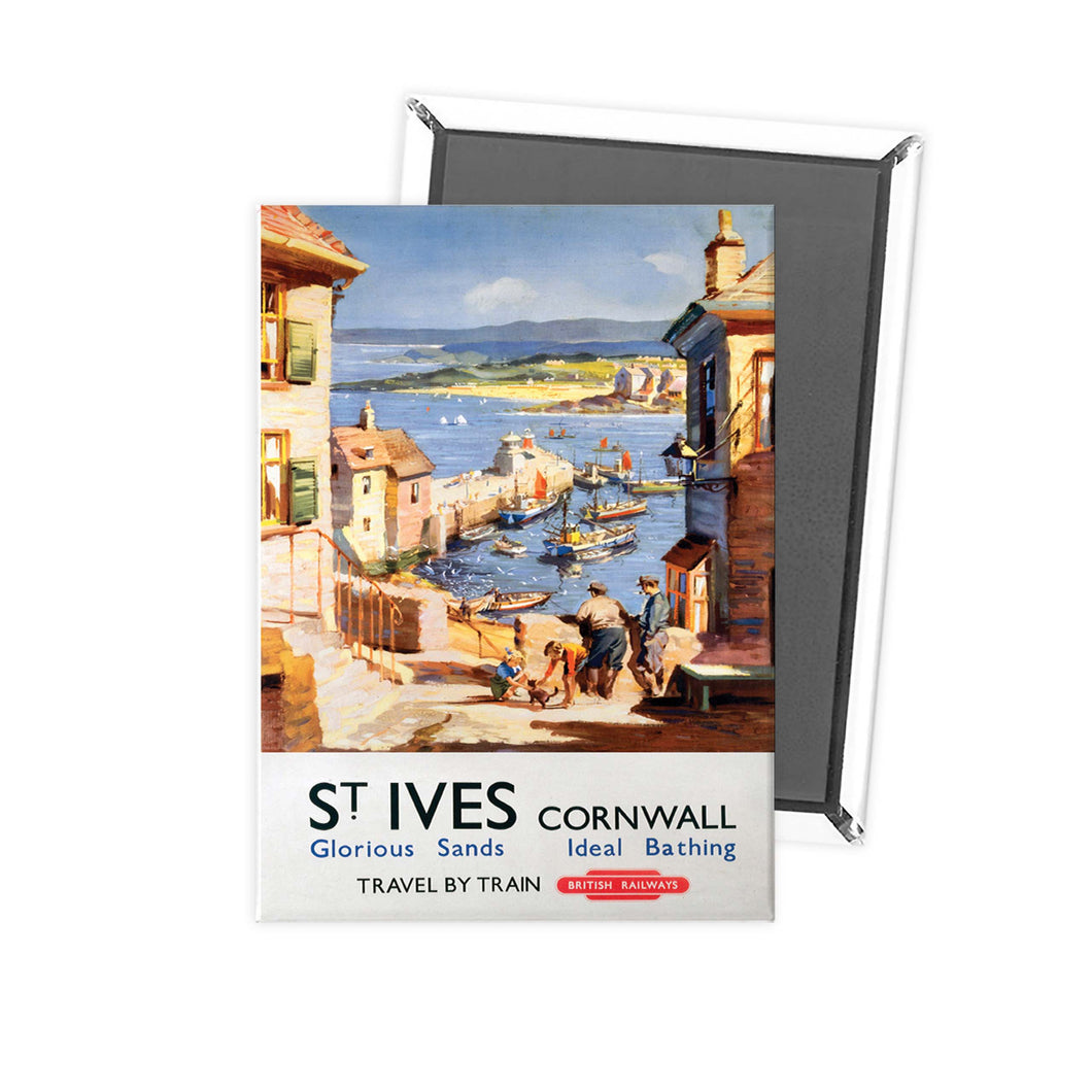 St Ives Cornwall - Glorious sand and Ideal Bathing Fridge Magnet