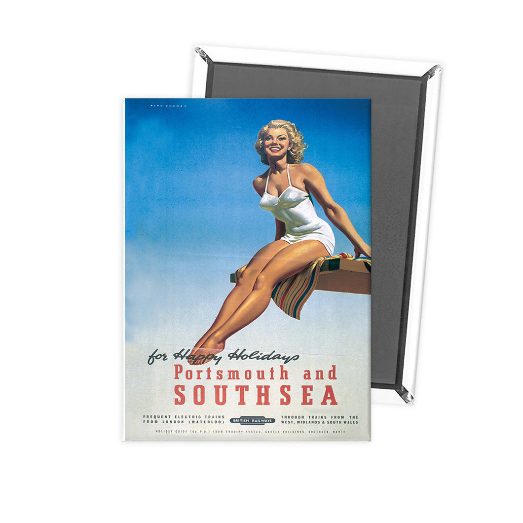 Railway Poster - Portsmouth and Southsea Fridge Magnet