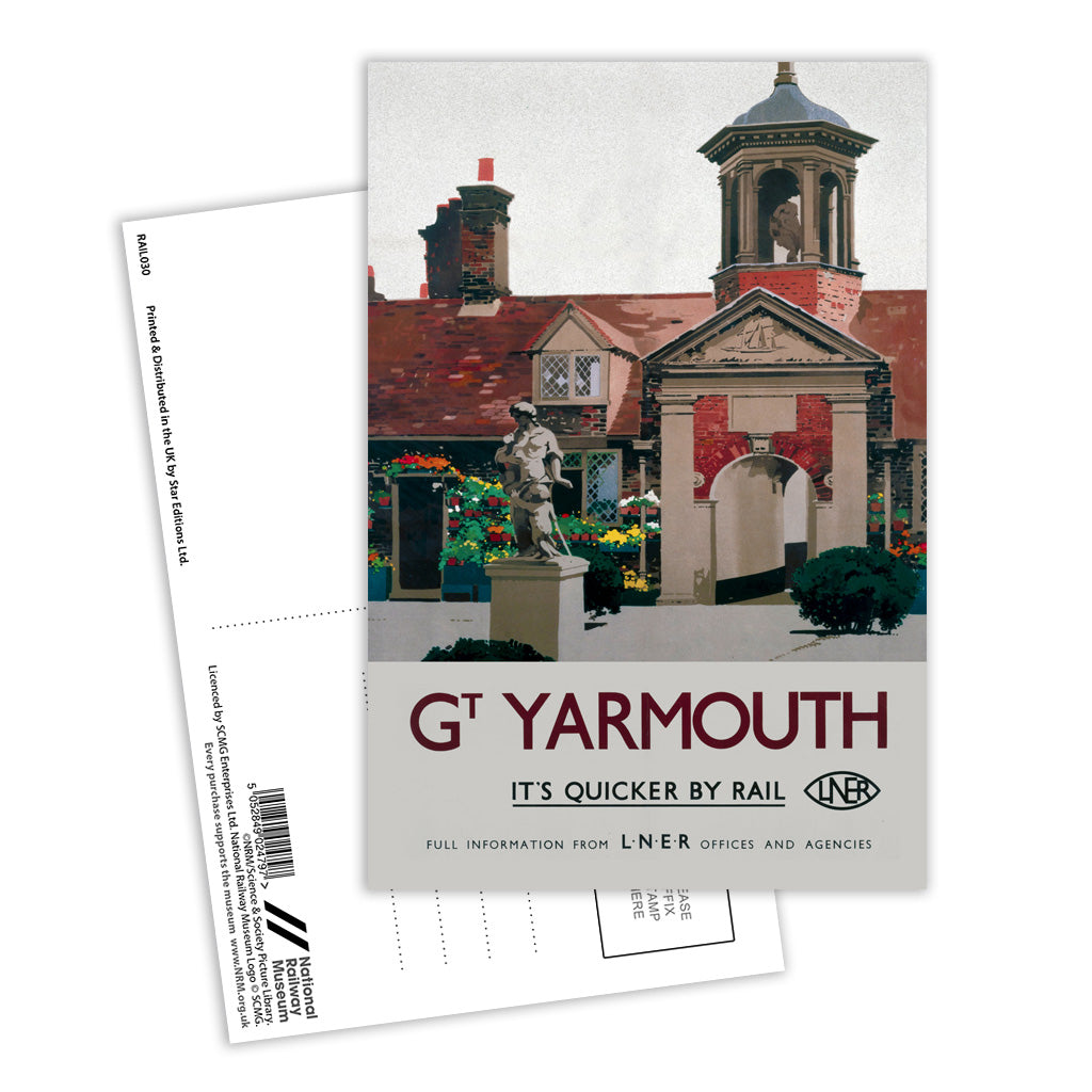 Great Yarmouth It's Quicker By Rail Postcard Pack of 8