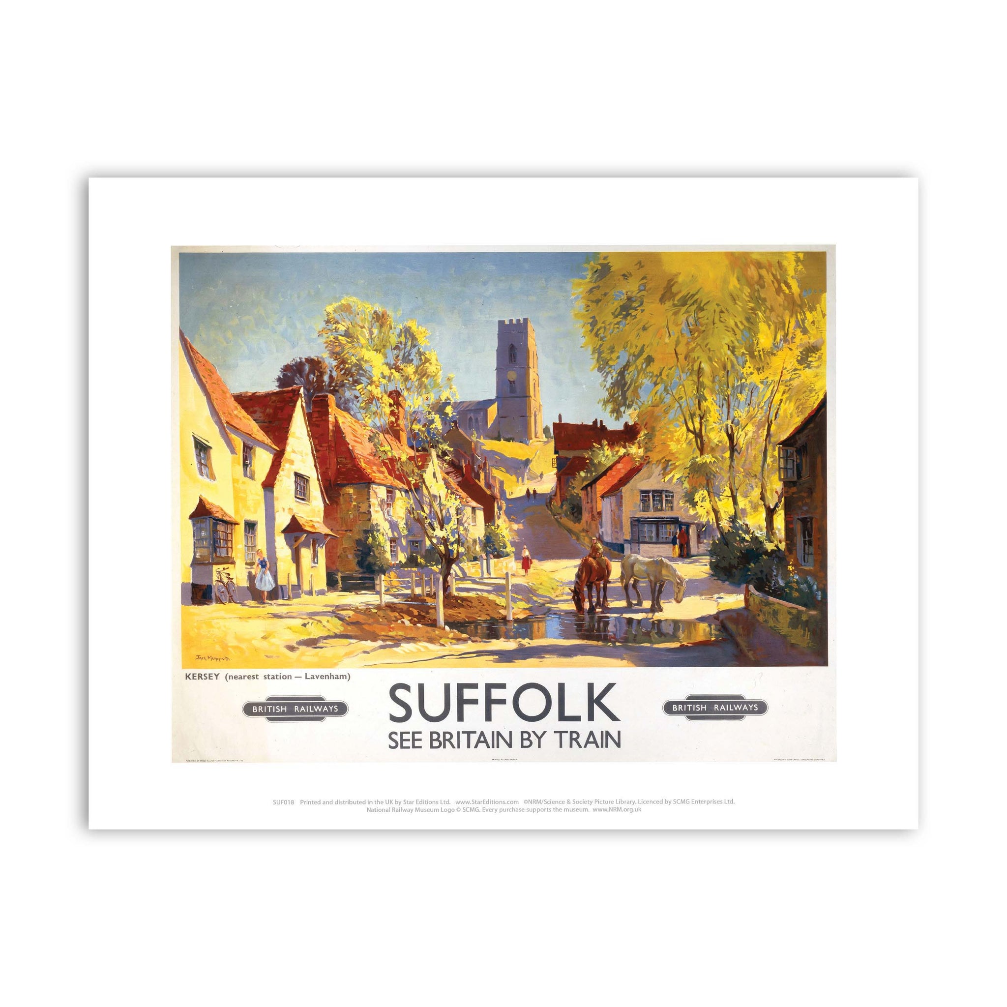 Poster Vintage British Rail Woodbridge Suffolk - Format A3/A2/A1 - Neuf - Royaume-Uni