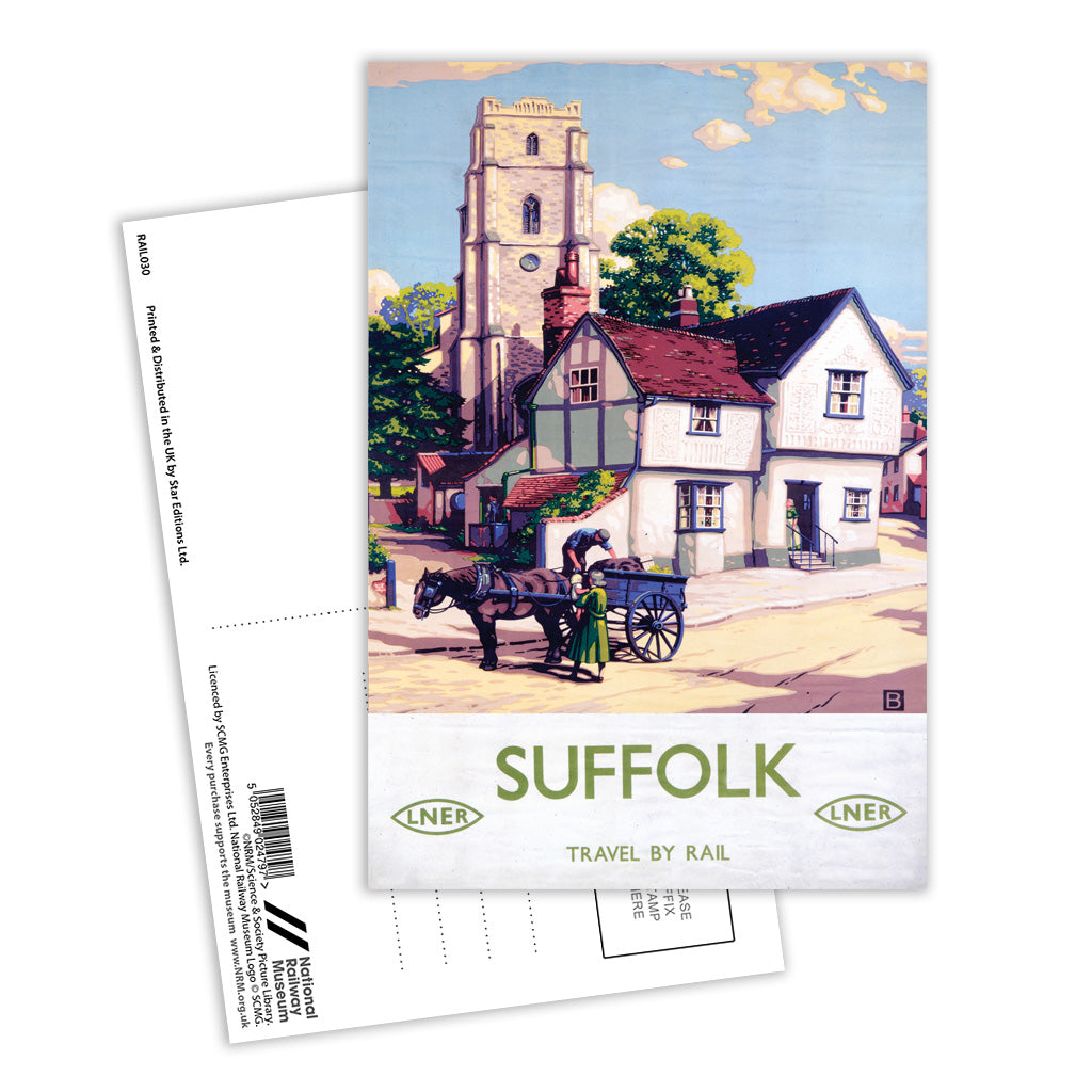 Suffolk Travel By Rail LNER Postcard Pack of 8
