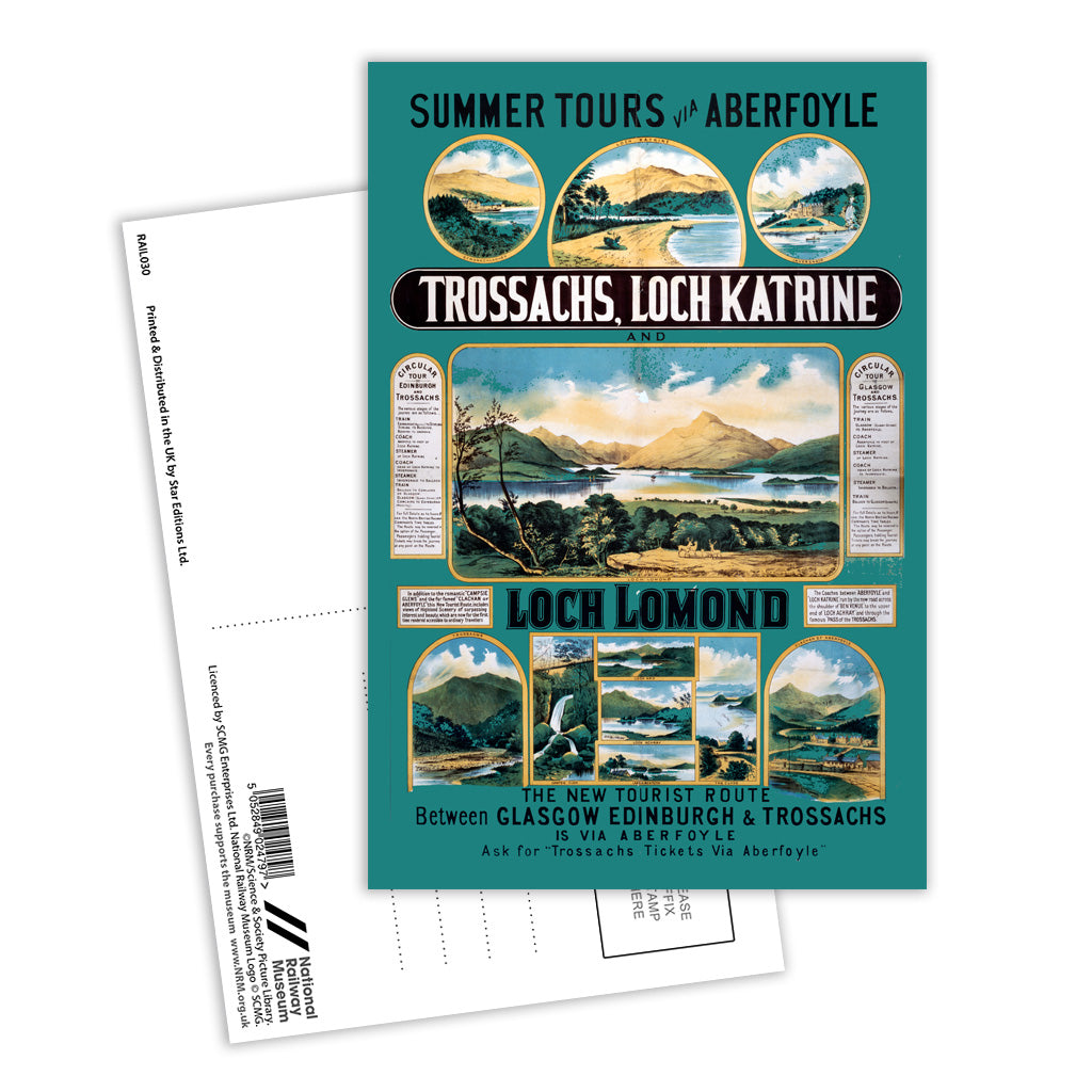 Loch Lomond - Summer Tours via Aberfoyle Postcard Pack of 8